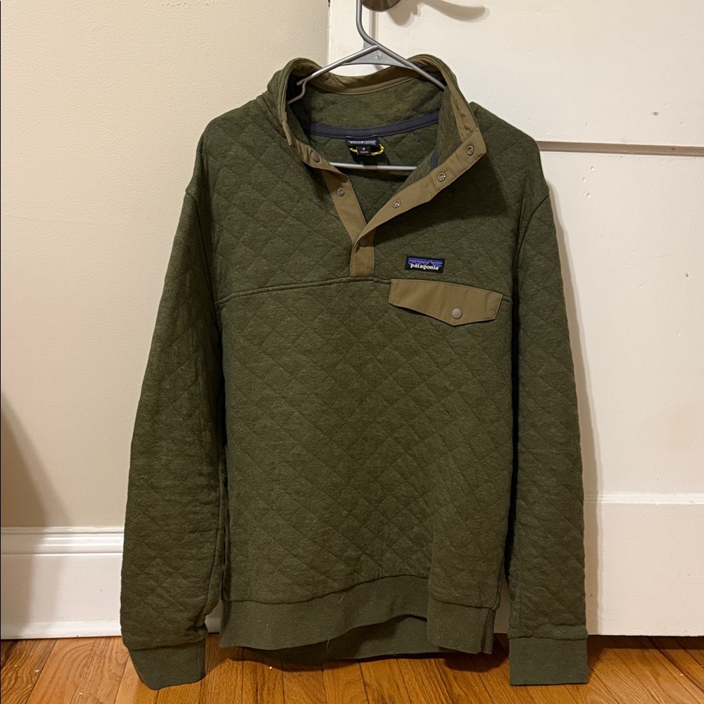 Patagonia Forest Green Quilted Snap Pullover